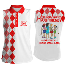Load image into Gallery viewer, Womens sleeveless polo shirts multi-color argyle plaid we're more than golf friends we're small gang NQS4904