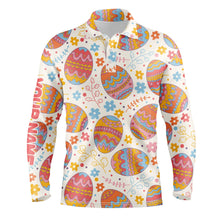 Load image into Gallery viewer, Funny Easter eggs pattern golf shirt custom name Mens golf polo shirt, Easter golfing gifts for men NQS4916