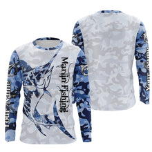 Load image into Gallery viewer, Marlin fishing Saltwater Fish blue camo UV protection customize name fishing apparel NQS1351