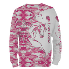 Load image into Gallery viewer, Love Horse tattoo pink camo Customize Name 3D All Over Printed Shirts Personalized gift for horse lovers NQS2434