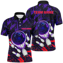 Load image into Gallery viewer, Mens Bowling polo shirts Custom purple red abstract Bowling Team league Jerseys, bowling gifts NQS7101