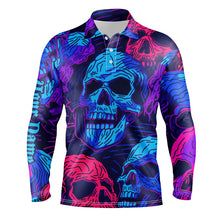 Load image into Gallery viewer, Colorful gradient skull pattern Mens golf polo shirt custom men's golf shirts, best golf gifts for men NQS6522