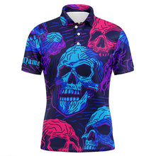 Load image into Gallery viewer, Colorful gradient skull pattern Mens golf polo shirt custom men's golf shirts, best golf gifts for men NQS6522