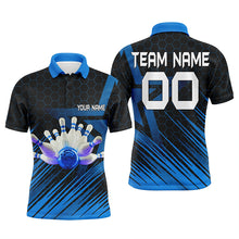 Load image into Gallery viewer, Custom Blue bowling shirt for men – personalized team jersey front view