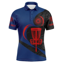 Load image into Gallery viewer, Disc golf basket Men polo shirts custom name disc golf polo shirts for men, disc golfing gifts | Blue NQS4694