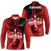 Load image into Gallery viewer, Bowling ball and pins Red light Custom Team League Bowling jerseys Polo Shirts For Men NQS6579