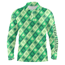 Load image into Gallery viewer, Funny Mens golf polo shirts custom green clover pattern St Patrick's Day golfing gifts NQS6862