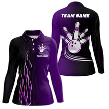 Load image into Gallery viewer, Gradient black purple bowling league jerseys custom Women Bowling Polo Shirts, gifts for bowling team NQS7056