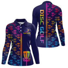 Load image into Gallery viewer, Womens golf polos shirts colorful gradient disc golf basket custom disc golf jerseys NQS7205