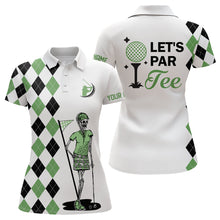 Load image into Gallery viewer, Black and green argyle pattern Women golf polo shirts custom Let's par tee skull golf gifts for ladies NQS6918