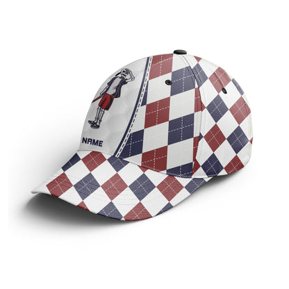 Red white and blue Golfer hat custom name skull golf hats Unisex Baseball men golf hats, golfing gift NQS6609