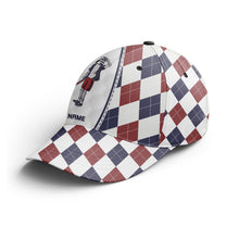 Load image into Gallery viewer, Red white and blue Golfer hat custom name skull golf hats Unisex Baseball men golf hats, golfing gift NQS6609