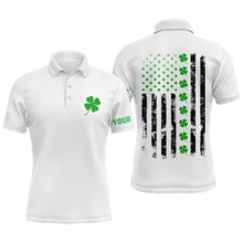 Load image into Gallery viewer, Mens golf polos shirts custom American flag green shamrock st patrick's day patriotic Mens golf top NQS7041