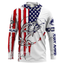 Load image into Gallery viewer, Fishing Shirt American Flag Largemouth Bass fishing Apparel for Adult and Kid, Personalized Patriotic fishing gifts FSD2153
