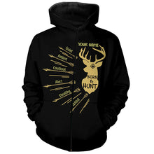 Load image into Gallery viewer, Personalized Born to Hunt with Hunter's Qualities Shirt, Perfect Custom Shirt for Deer Hunter, Hunting Gifts FSD4201
