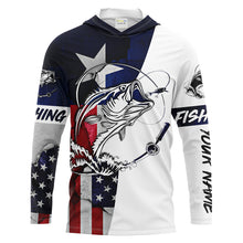 Load image into Gallery viewer, Bass Fishing TX and USA flag 3D Full printing Shirts - Personalized Fishing gift, Men's Performance Fishing Shirts FSD2201
