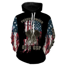Load image into Gallery viewer, Funny Pround owner of a GSP American Flag Custom Name T-shirt, Hoodie Personalized gift for dog lover FSD3742