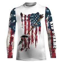 Load image into Gallery viewer, Archery Bowfishing American flag Patriotic custom name UV protection Shirt, Personalized gifts FSD3196