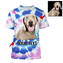 Load image into Gallery viewer, Colorful Tye Dye Spiral with Dog's Face, Custom Dog's Photo and Text 3D All Over Printed Shirt, Personalized Gift FSD2529