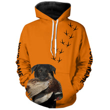 Load image into Gallery viewer, Black Labs dog Pheasant Hunting Blaze Orange custom Name Hunting Hoodie, T-shirt FSD3976