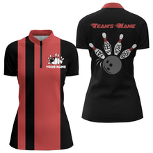 Load image into Gallery viewer, Custom Bowling Shirt for Women, Vintage Ladies Bowling Quarter-Zip Shirt for Team Eat Sleep Bowl NBZ164