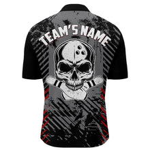 Load image into Gallery viewer, Personalized Skull Bowling Shirt for Men Custom Team's Name Bowling Jersey League Quarter-Zip Shirt NBZ126