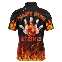 Load image into Gallery viewer, Custom Flames Bowling Shirt for Men, Strike Polo Bowling Shirt for Team, Men's Fire Bowling Jersey NBP152