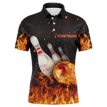 Load image into Gallery viewer, Custom Flames Bowling Shirt for Men, Strike Polo Bowling Shirt for Team, Men's Fire Bowling Jersey NBP152