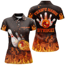 Load image into Gallery viewer, Custom Flames Bowling Shirt for Women, Strike Polo Bowling Shirt for Team, Ladies Bowling Jersey NBP152