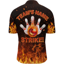 Load image into Gallery viewer, Custom Flames Bowling Shirt for Men, Quarter-Zip Strike Bowling Shirt for Team, Men's Bowling NBZ152
