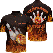 Load image into Gallery viewer, Custom Flames Bowling Shirt for Men, Quarter-Zip Strike Bowling Shirt for Team, Men's Bowling NBZ152