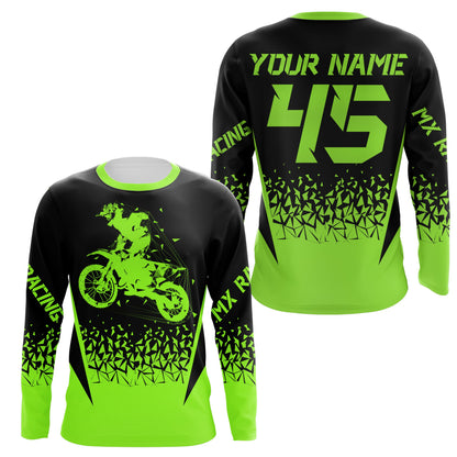 MX Racing Jersey Personalized Motocross UPF30+ Adult&Kid Green Dirt Bike Riders Off-road Motorcycle| NMS676