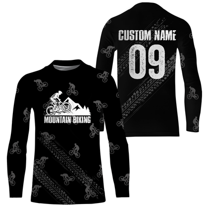 Mountain Biking Jersey Long Sleeve Hoodie, Custom MTB Shirt Cycling Biking Shirt for Cyclist Bike Rider JTS423