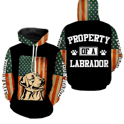 American Labrador Retriever Owner Shirt Patriotic Gift| Property Of A Labrador Shirt Hoodie Long Sleeve JTSD340