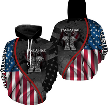 Load image into Gallery viewer, Take A Hike Shirt Mens Patriotic Shirts Hiker Gifts for Men I Love Hiking Tshirt American Apparel SP56