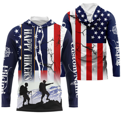 Personalized Happy Hikers Shirt American Flag Shirt Hiking T-shirt Best Gifts for Hikers, Father UPF 30+| SP125