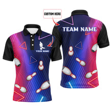 Load image into Gallery viewer, Navy Bowling Shirt For Men Custom Name Polo Bowling Jersey Men's 3D Bowling Team Shirt BDT45