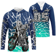 Load image into Gallery viewer, Blue Motocross jersey youth men women UV protective personalized biker racing off-road motorcycle PDT05