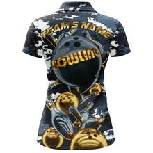 Load image into Gallery viewer, Custom Bowling Shirt for Women Camo Navy Bowling Team Jersey Women's Bowling Polo Shirt BDT42