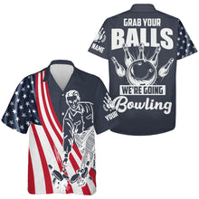 Load image into Gallery viewer, Grab Your Balls We're Going Bowling Hawaiian Shirt Custom Bowling Jersey Men USA Bowling Shirt BDT53