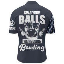 Load image into Gallery viewer, Grab Your Balls We're Going Bowling Quarter Zip Shirt Custom Bowling Jersey Men USA Bowling Shirt BDT52
