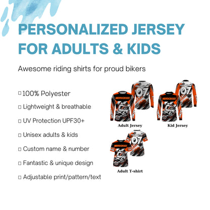 Orange custom Motocross jersey UV protective MX shirt for kid men women dirt bike racing racewear PDT296