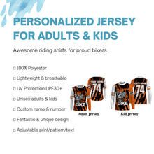 Load image into Gallery viewer, Personalized Dirt Bike UPF30+ Jersey Motocross Orange Kid Adult MX Racing Long Sleeves NMS1212
