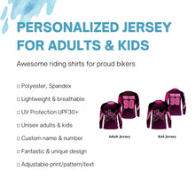 Load image into Gallery viewer, Custom womens motocross jersey UV protect kid&amp;adult pink dirt bike girl MX off-road long sleeve| NMS889