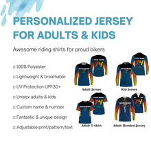 Load image into Gallery viewer, Motocross racing custom jersey UPF30+ men women kids blue dirt bike offroad motorcycle outfits NMS1010