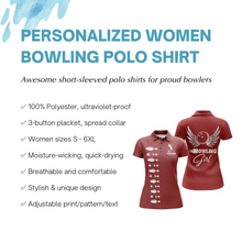 Load image into Gallery viewer, Personalized Women Polo Bowling Shirt, Bowling Girl Beautiful Wings Bowlers Jersey NBP35