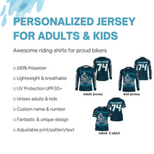 Load image into Gallery viewer, Blue dirt bike jersey men women youth custom UPF30+ Motocross racing or nothing off-road shirt  PDT209