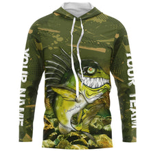 Load image into Gallery viewer, Largemouth Bass fishing camo custom name with angry bass fish ChipteeAmz's art UV protection shirts AT032