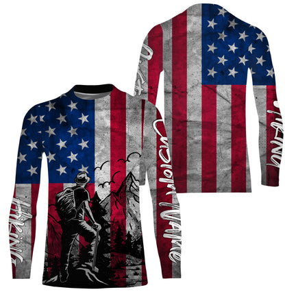 American Flag Patriotic Mountain Custom Hiking Apparel UV Protection Quick Dry UPF 30+| SP123