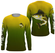 Load image into Gallery viewer, Walleye fishing ChipteeAmz's art custom name with angry Walleye fish art UV protection shirts AT029